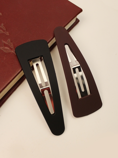 Ayesha Set of 2 Oversized Tic Tac Hair Clips, Black