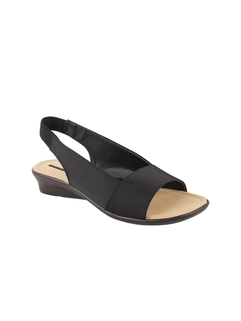 Shoetopia Women Black Solid Fabric Open Toe Flats