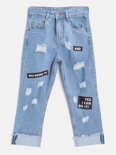 YK Girls Blue Regular Fit Mid-Rise Ripped Typo Print Pure Cotton Non-Stretchable Jeans
YK Girls Blue Regular Fit Mid-Rise Ripped Typo Print Pure Cotton Non-Stretchable Jeans