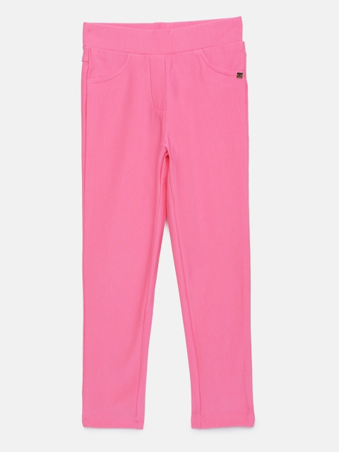 Tiny Girl Pink Solid Skinny Fit Jeggings