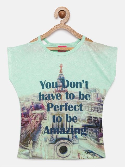Tiny Girl Mint Green Printed Top