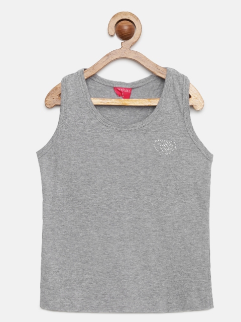Tiny Girl Grey Solid Tank Top