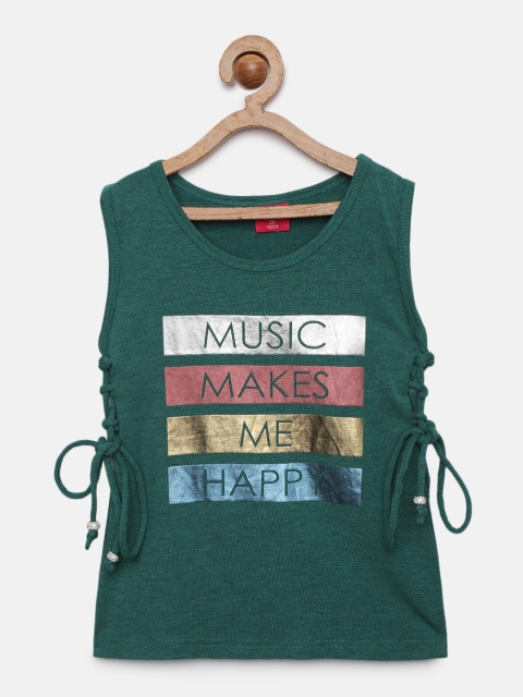 Tiny Girl Green Printed Top