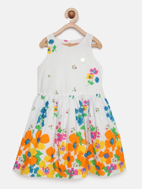 Tiny Girl White Printed Fit and Flare Dress