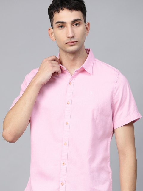 WROGN Men Pink Slim Fit Solid Casual Shirt
