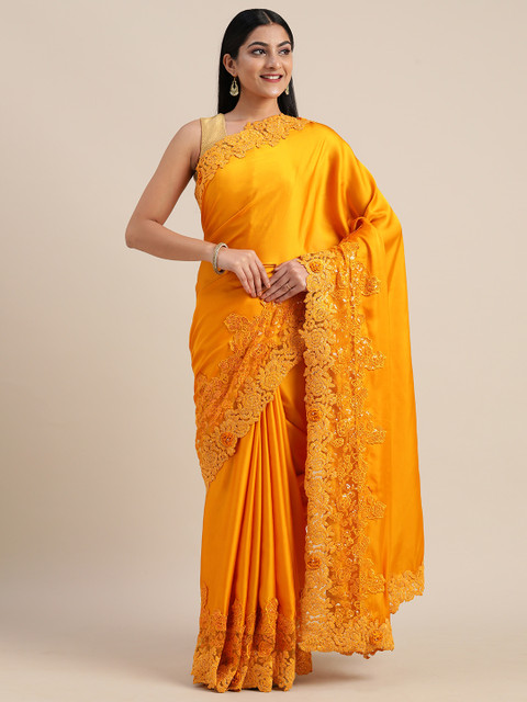 Mitera Mustard Yellow Solid Satin Celebrity Saree
Mitera Mustard Yellow Solid Satin Celebrity Saree