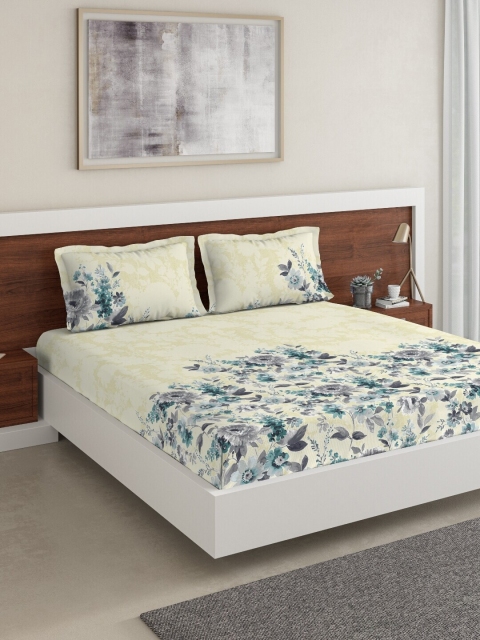 DDecor Blue & Cream-Coloured Floral 150 TC Cotton 1 King Bedsheet with 2 Pillow Covers
DDecor Blue & Cream-Coloured Floral 150 TC Cotton 1 King Bedsheet with 2 Pillow Covers