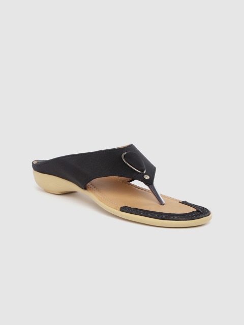 Myra Women Black Solid Open Toe Flats