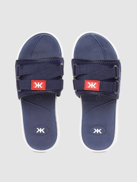 Kook N Keech Men Navy Blue Solid Sliders