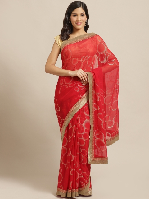 Vishal Prints Maroon & Golden Printed Saree