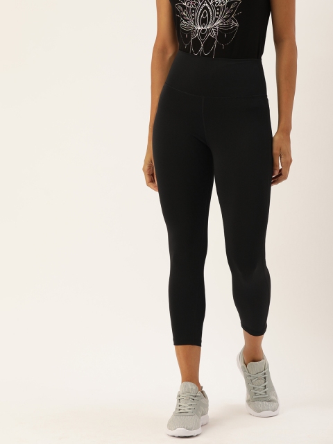 Enamor Women Athleisure Black Hugged Fit Gym Training Leggings Tights