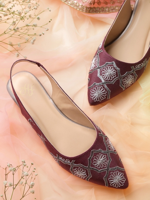 House of Pataudi Women Burgundy & Silver-Toned Sequinned & Embroidered Handcrafted Flats
House of Pataudi Women Burgundy & Silver-Toned Sequinned & Embroidered Handcrafted Flats