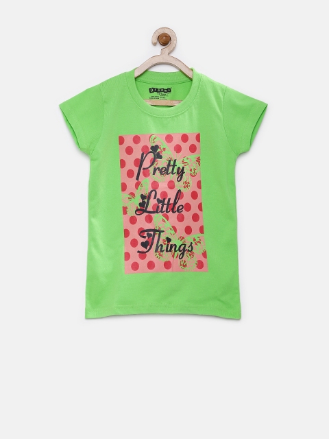 Dreamszone Girls Green Printed T-shirt