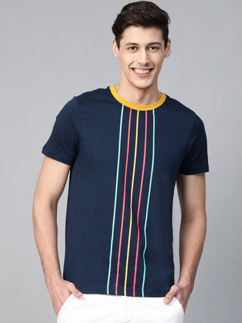 Mast Harbour Men Navy Blue Striped Round Neck Pure Cotton T-shirt 
Mast Harbour Men Navy Blue Striped Round Neck Pure Cotton T-shirt