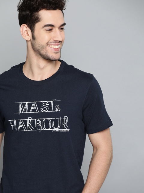Mast & Harbour Men Navy Blue Pure Cotton Brand Logo Printed Round Neck Handcrafted T-shirt
Mast & Harbour Men Navy Blue Pure Cotton Brand Logo Printed Round Neck Handcrafted T-shirt