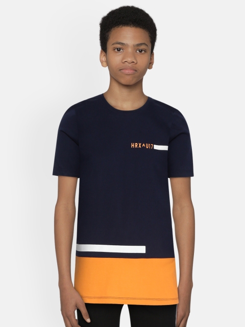 HRX by Hrithik Roshan Boys Dress Blues Colourblocked Bio-Wash Lifestyle Pure Cotton T-shirt, Navy blue
HRX by Hrithik Roshan Boys Dress Blues Colourblocked Bio-Wash Lifestyle Pure Cotton T-shirt, Navy blue
