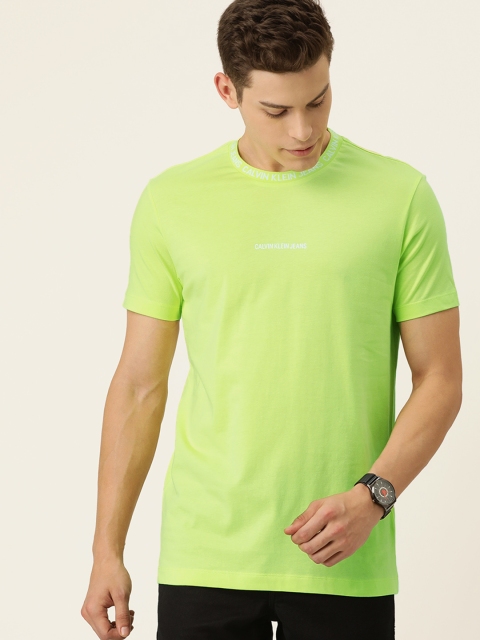 Calvin Klein Jeans Men Lime Green Solid Round Neck Pure Cotton T-shirt with Printed Detail
Calvin Klein Jeans Men Lime Green Solid Round Neck Pure Cotton T-shirt with Printed Detail