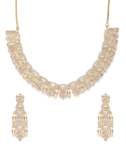 LAIDA Gold-Plated American Diamond Studded Jewellery Set