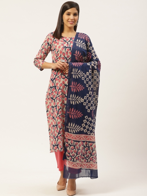 Prakrti Women Pink & Cream-Coloured Dabu Hand Block Print Sustainable Kurta with Trousers & Dupatta
Prakrti Women Pink & Cream-Coloured Dabu Hand Block Print Sustainable Kurta with Trousers & Dupatta