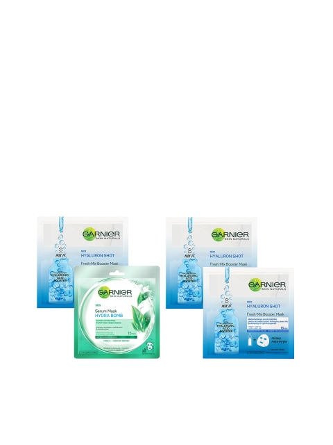 Garnier Women Set of 3 Hyaluron Shot Fresh-Mix Booster & 1 Hydra Bomb Green Tea Serum Mask, Blue
Garnier Women Set of 3 Hyaluron Shot Fresh-Mix Booster & 1 Hydra Bomb Green Tea Serum Mask, Blue