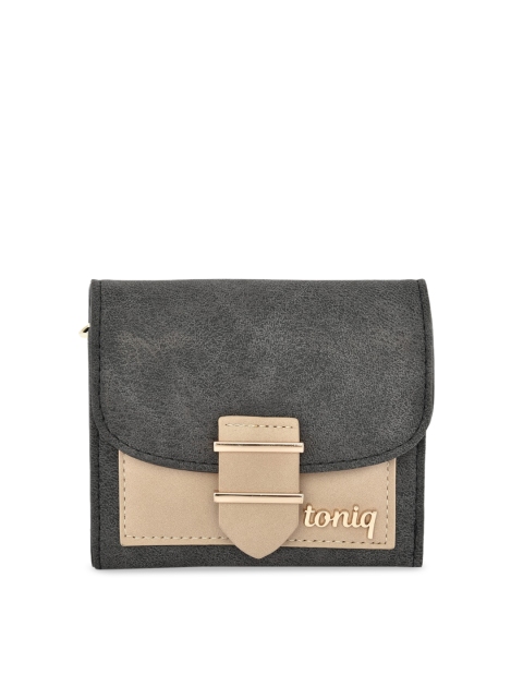 ToniQ Women Black & Beige Colourblocked Envelope