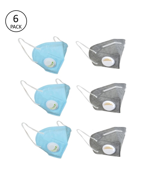 OOMPH Unisex 6-Pcs 5-Ply Anti-Pollution Reusable KN95 Outdoor Masks, Blue