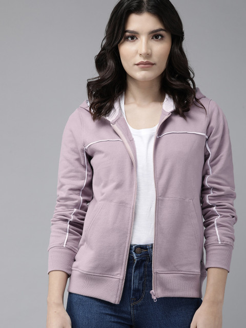 Roadster Women Lavender Solid Front-Open Hooded Sweatshirt With Contrast Details
Roadster Women Lavender Solid Front-Open Hooded Sweatshirt With Contrast Details