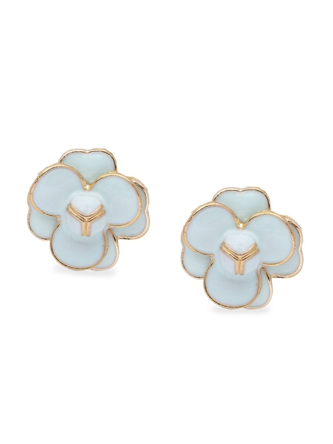 Globus Gold & Mint Green Floral Studs Earrings
