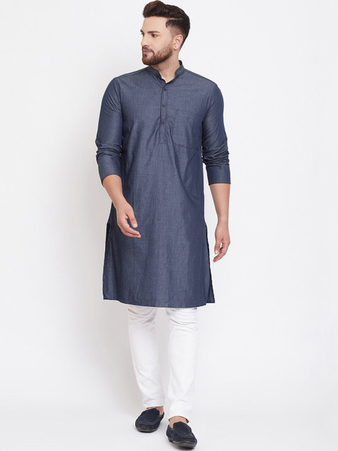 even Men Blue Solid Straight Kurta 
even Men Blue Solid Straight Kurta