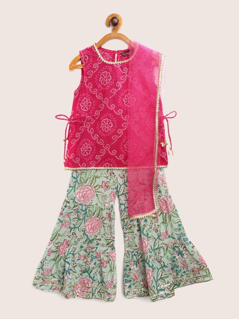 Sangria Girls Pink & Mint Green Handloom Bandhani Print Cotton Kurti Set with Dupatta
Sangria Girls Pink & Mint Green Handloom Bandhani Print Cotton Kurti Set with Dupatta