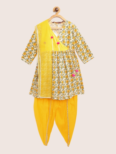 Sangria Girls White & Yellow Handloom Floral Cotton Kurta with Dhoti Pants & Dupatta
Sangria Girls White & Yellow Handloom Floral Cotton Kurta with Dhoti Pants & Dupatta