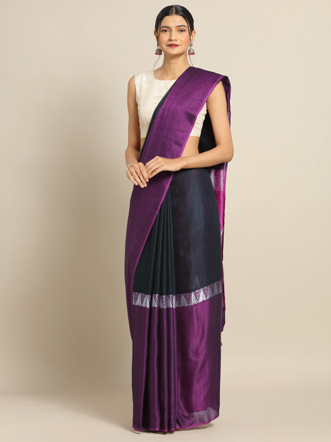 VASTRANAND Purple & Black Linen Blend Colourblocked Saree
VASTRANAND Purple & Black Linen Blend Colourblocked Saree