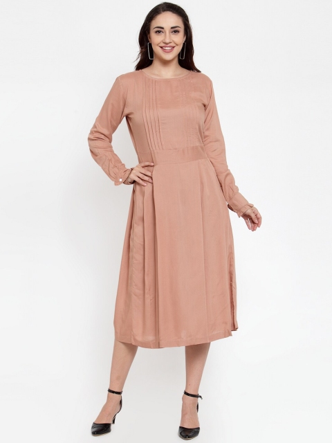 Baani Creations Women Brown Solid Fit and Flare Dress