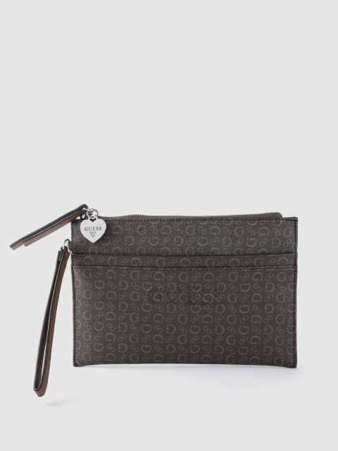 GUESS Coffee Brown Printed Clutch