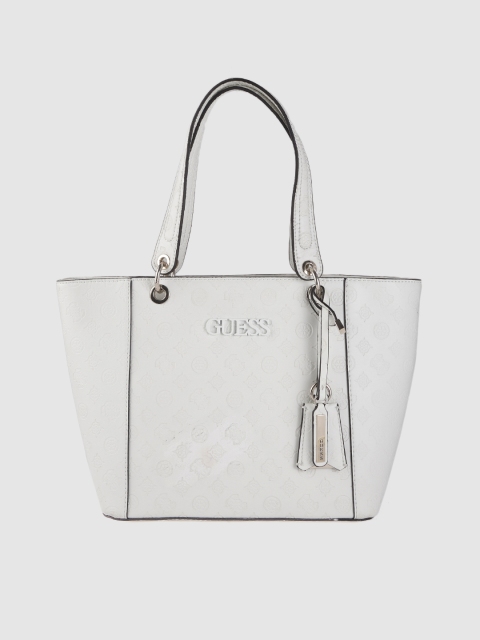 GUESS White Textured Shoulder Bag with Tassel