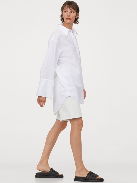 H&M Women White Solid Oversized Shirt