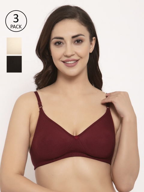 GRACIT Black & Maroon Set of 3 Solid Non-Wired Non Padded Everyday Bra PW2-01-14-28-28B
GRACIT Black & Maroon Set of 3 Solid Non-Wired Non Padded Everyday Bra PW2-01-14-28-28B