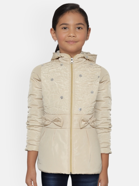 White Snow Girls Beige Floral Embroidered Hooded Padded Jacket with Bow & Sequinned Detail
White Snow Girls Beige Floral Embroidered Hooded Padded Jacket with Bow & Sequinned Detail