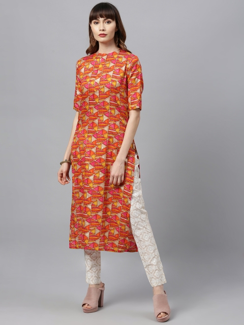 EthnoVogue Women Multicoloured Printed Made To Measure Kurta with Trousers, Multi