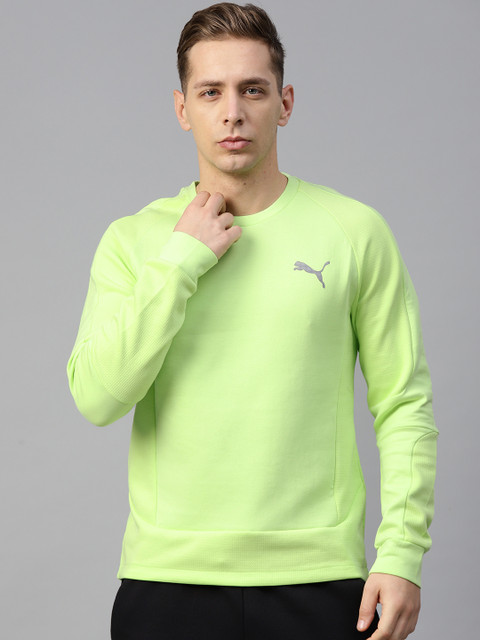 Puma Men Flourescent Green EVOSTRIPE Crew Sweatshirt, Fluorescent green 
Puma Men Flourescent Green EVOSTRIPE Crew Sweatshirt, Fluorescent green