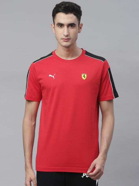 PUMA Motorsport Men Red Scuderia Ferrari Race T7 Crew Neck Pure Cotton T-shirt