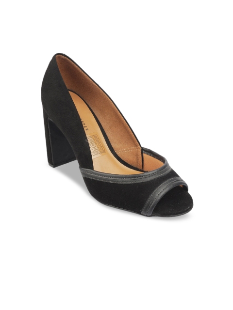 LEMON & PEPPER Women Black Solid Peep Toes