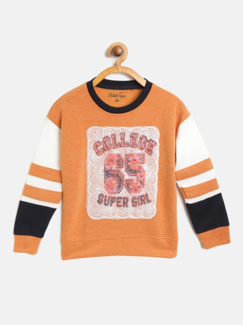White Snow Girls Orange & White Lace Applique Sweatshirt with Printed & Beaded Detail
White Snow Girls Orange & White Lace Applique Sweatshirt with Printed & Beaded Detail