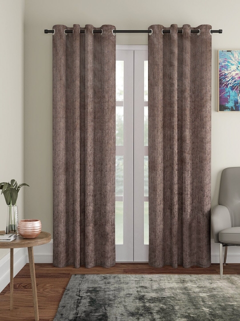 KLOTTHE Brown Set of 2 Abstract Door Curtains