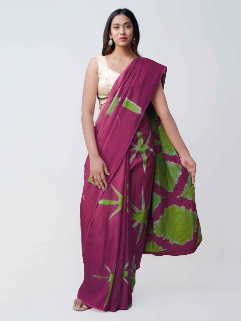 Unnati Silks Purple & Green Art Silk Printed Saree