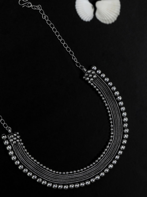 Priyaasi Women Oxidised Silver-Plated Textured German Silver Beaded Necklace
Priyaasi Women Oxidised Silver-Plated Textured German Silver Beaded Necklace