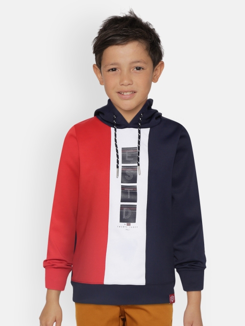 Monte Carlo Boys Red & Navy Blue Colourblocked Hooded Sweatshirt with Printed Detail
Monte Carlo Boys Red & Navy Blue Colourblocked Hooded Sweatshirt with Printed Detail