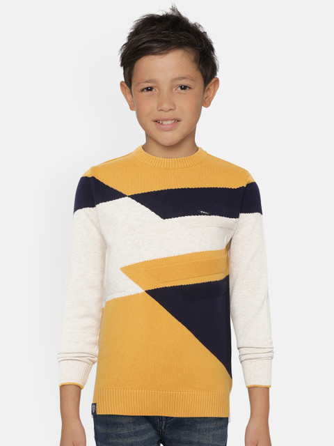 Monte Carlo Boys Mustard Yellow & Beige Colourblocked Pullover
Monte Carlo Boys Mustard Yellow & Beige Colourblocked Pullover