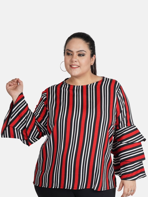 Indietoga Women Red & Black Striped Top