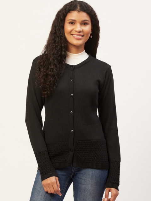 American Eye Women Black Solid Cardigan